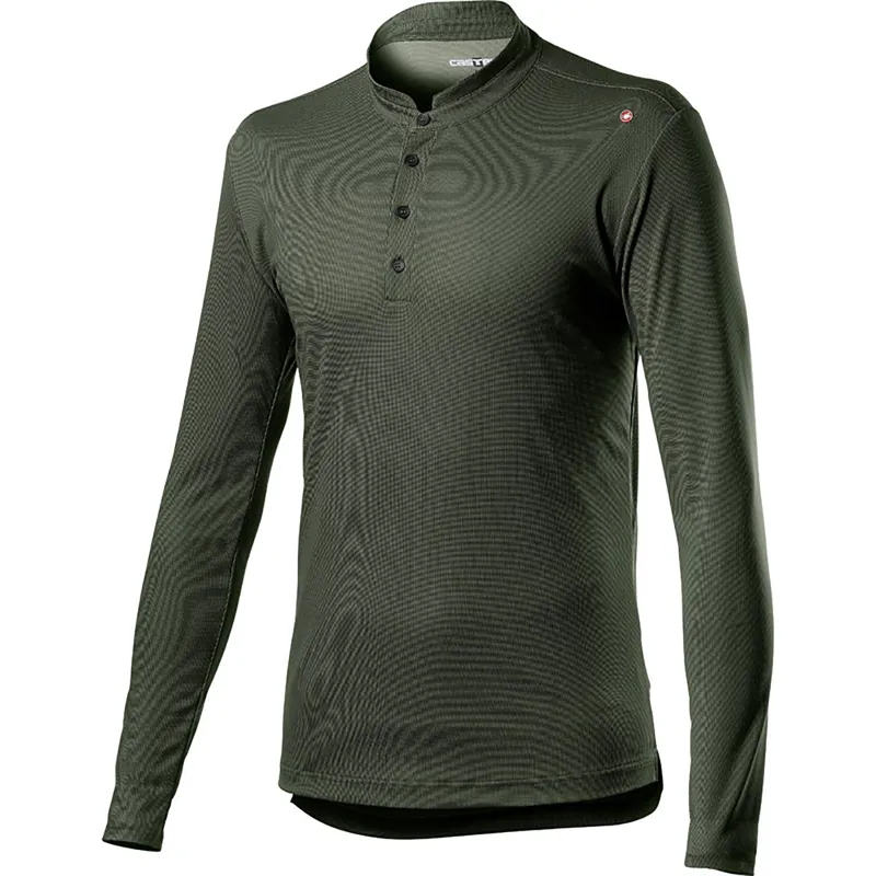 Castelli Tech Henley Long Sleeve Mens T-Shirt in Green