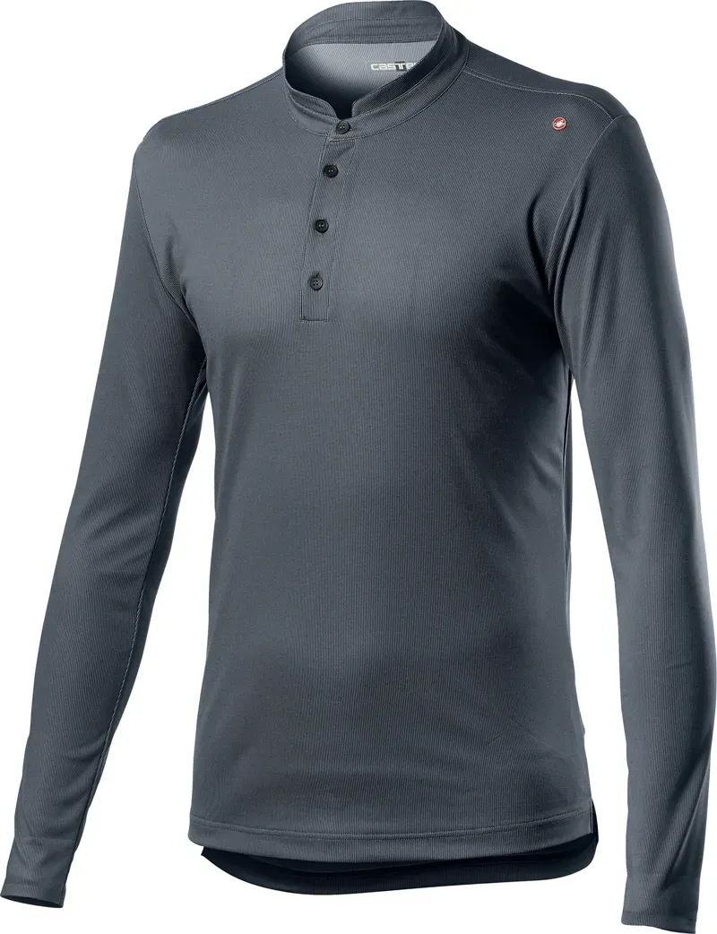Castelli Tech Henley Long Sleeve Mens T-Shirt in Grey