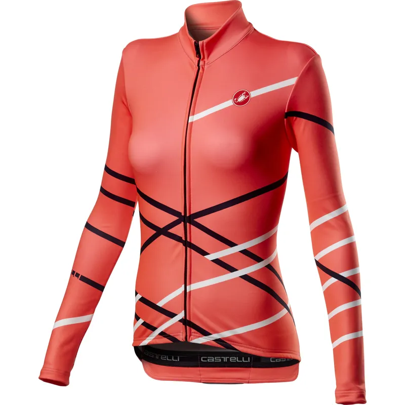 Castelli Diagonal Full Zip Womens Jersey in Pink