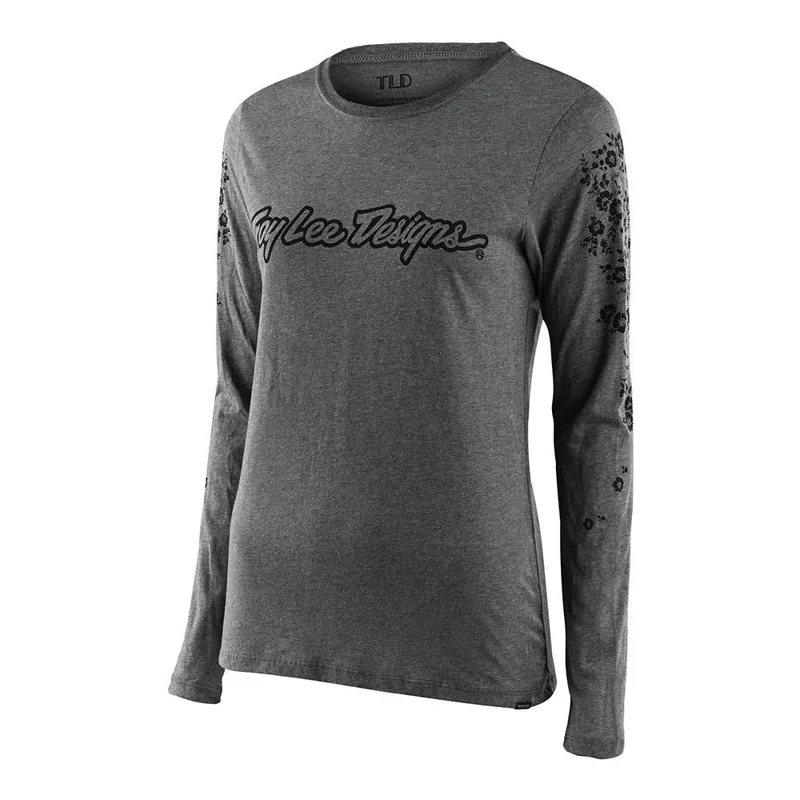 2021 Troy Lee Designs Womens Signature Floral Long Sleeve Tee in Gray 