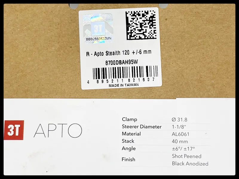 3T Apto Stealth 120 mm +/- 6mm Stem Alloy Black-7