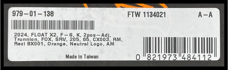 Fox Factory Float X2 2-Position Adjust Rear Shock 2024 Trunnion 205 x 65-5