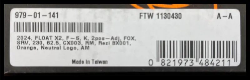 Fox Factory Float X2 2-Position Adjust Rear Shock 2024 230 x 62.5 -5
