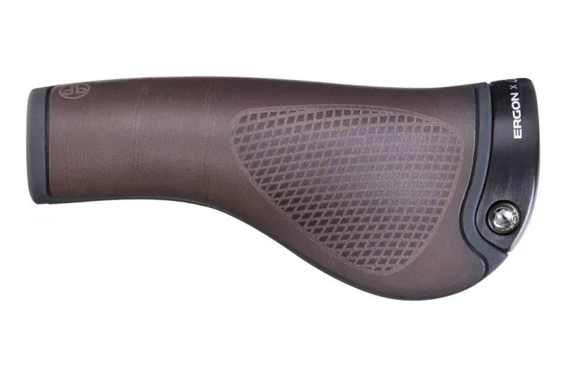 Ergon GP1 Bioleather Mountain Bike Handlebar Grips in Brown