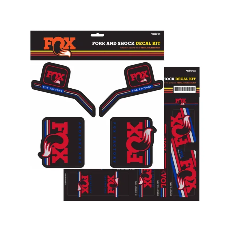 Fox AM Heritage Fork and Shock Decal Kit in Blue/Red/White