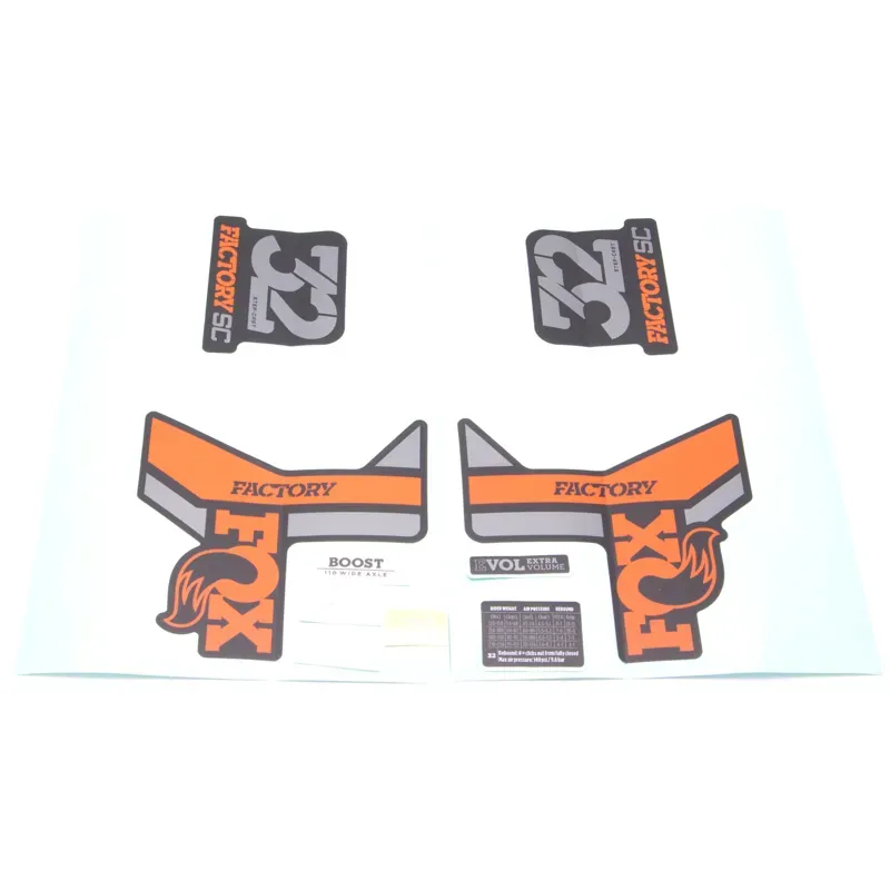 Fox Fork Decal Kit 32 StepCast 2018 Factory Series in Black/Orange