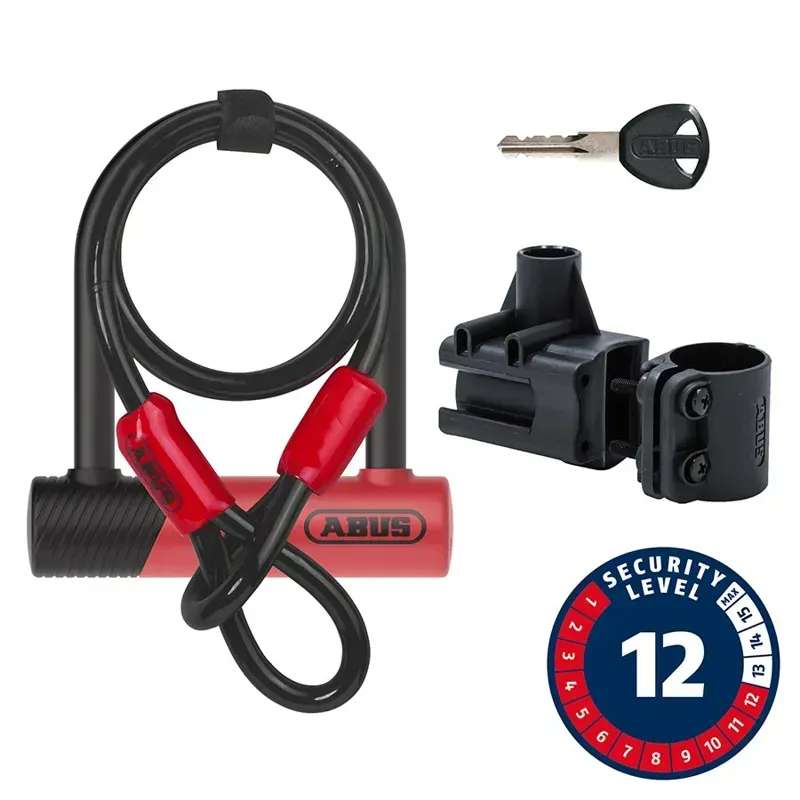 Abus Ultimate 420K 14mm 5.5x5.9 Key U-Lock w/Cobra in Red