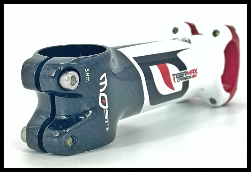 MOST Tiger Max Carbon 3K 13 cm Stem 1 1/8 31.8 mm White/Blk/Red-1