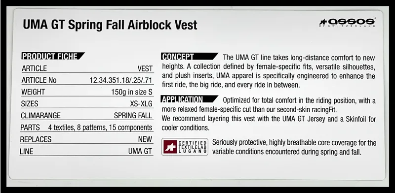 UMA GT Womens Spring/Fall Airblock Gilet Caleum Blue XS-4