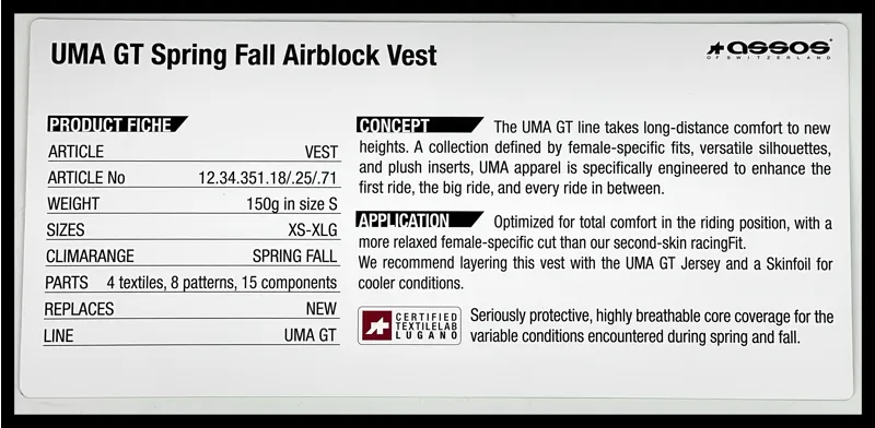 UMA GT Womens Spring/Fall Airblock Gilet Black XL-4