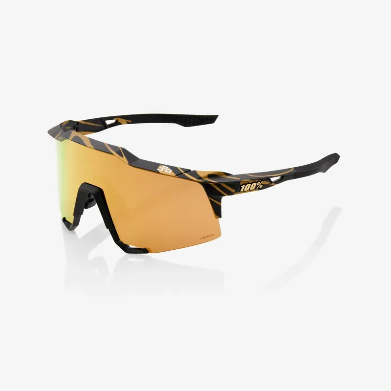 100% Speedcraft Sagan LE HiPER Gold Mirror Lens Sunglasses in Black