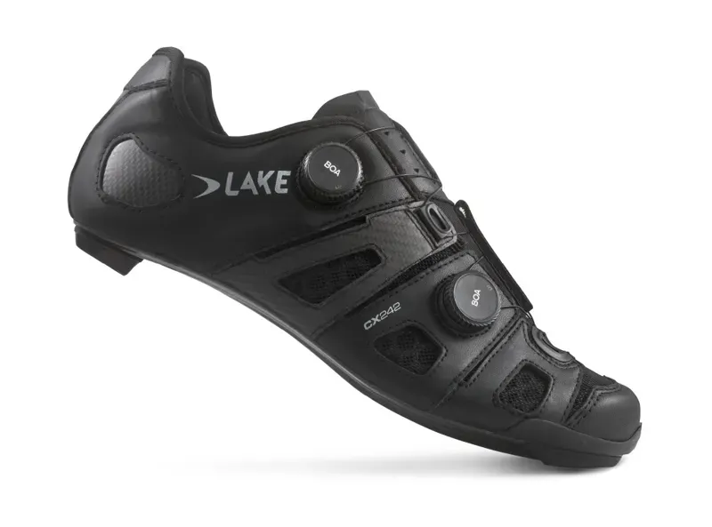 Lake CX242 Road Cycling Shoes in Black/Silver