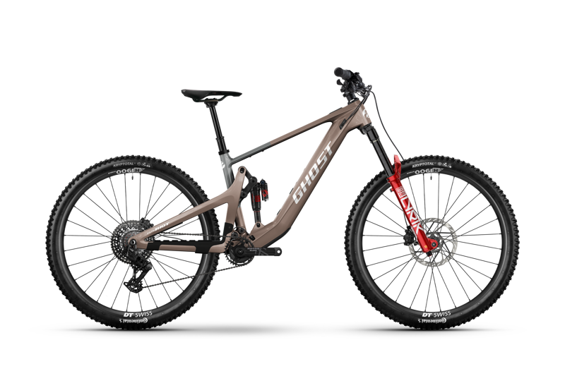 Ghost Path Riot CF Full Party E-MTB in Dusty Rose/Pearl Dark Grey - Glossy