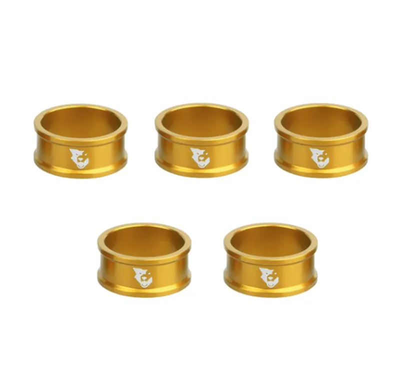 Wolf Tooth 5-pack 15mm Precision Headset Spacers in Gold 