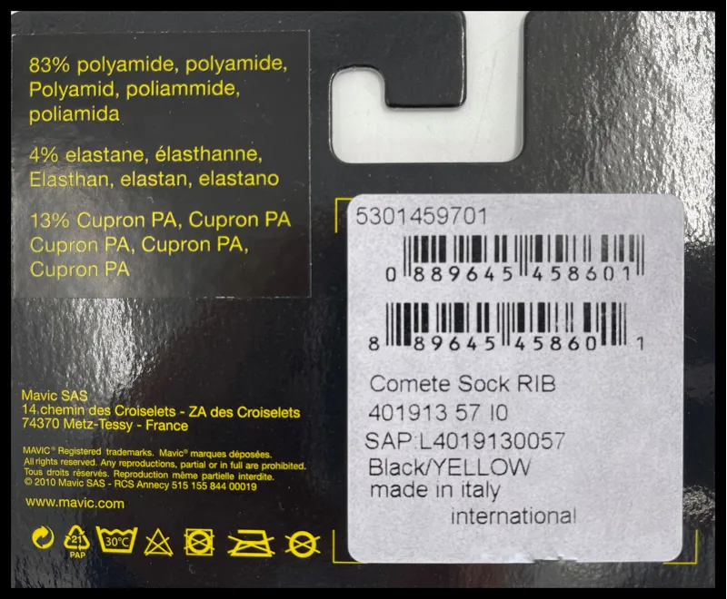 Mavic RIB Comete Socks Large EU 43-46 Black/ Yellow-1