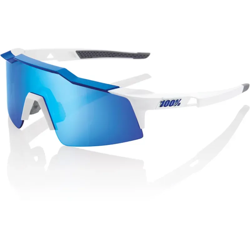 100 Percent Speedcraft SL HiPer Mirror Blue Lens Sunglasses in White