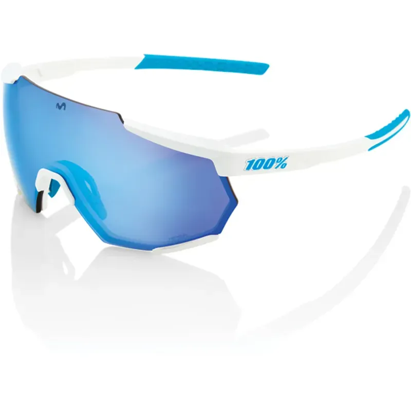100 Percent Racetrap HiPER Blue Mirro Lens Sunglasses in White