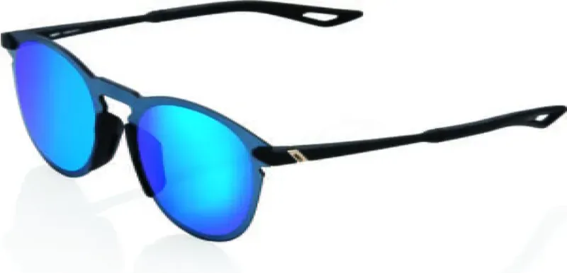 100 Percent Legere Round Blue Mirror Lens Sunglasses in Black
