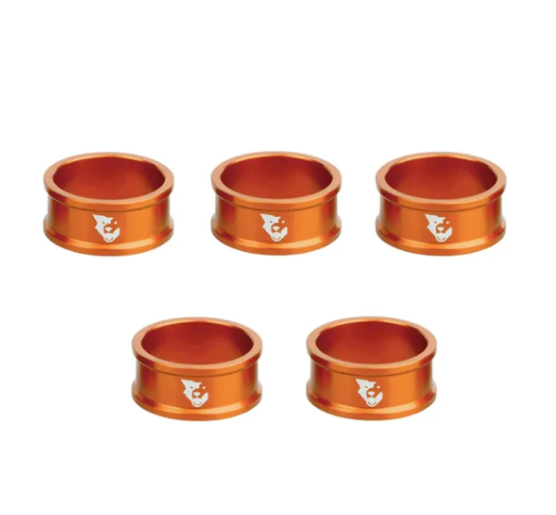 Wolf Tooth 5-pack 15mm Precision Headset Spacers in Orange 
