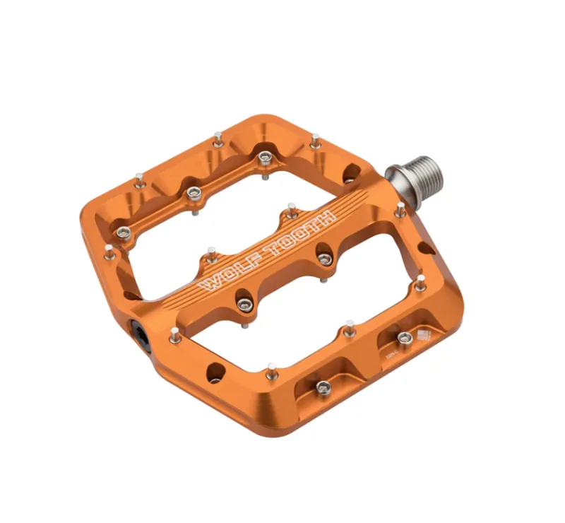 Wolf Tooth Waveform Mountain Bike Pedals in Orange