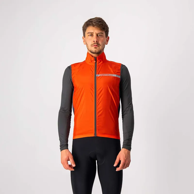 Castelli Squadra Stretch Vest / Fiery Red/ Gray