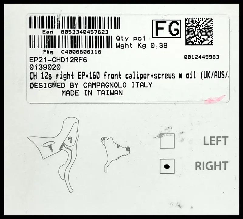 Campagnolo Chorus 12 Speed Hydro Ergo Lever / Disc Caliper RH Front 160 2021-1