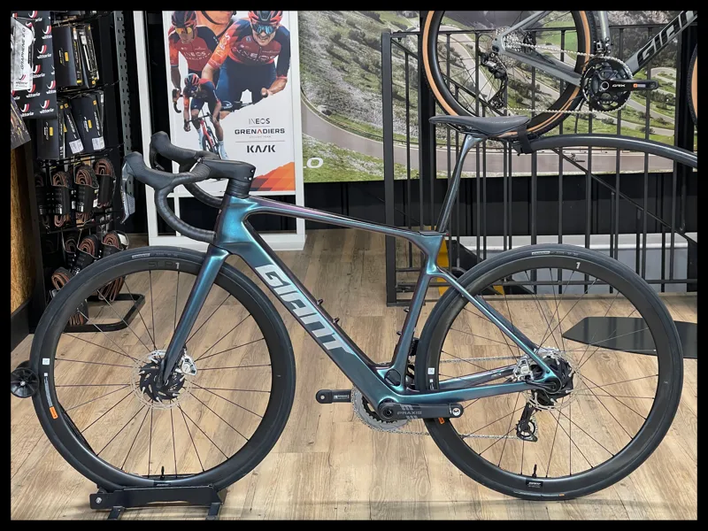 Giant Defy Advanced E+ Elite 0 E-Road Bike In Blue Dragonfly-1