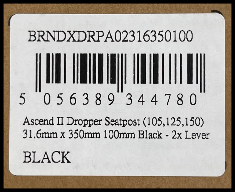 Brand X Ascend Dropper Seat Post Black 31.6mm x 350mm 100 mm Dropper-1