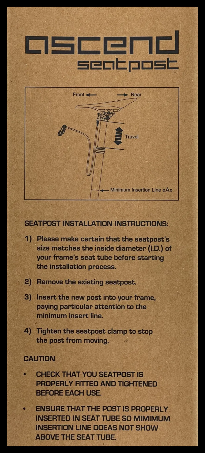 Brand X Ascend Dropper Seat Post Black 31.6mm x 400mm 125 mm Drop-6