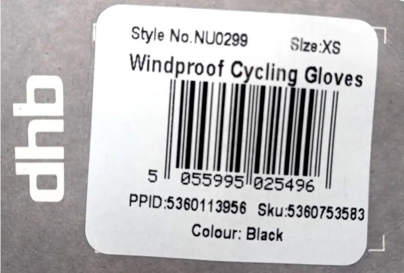 DHB Windproof Cycling Gloves Unisex XS Black-2