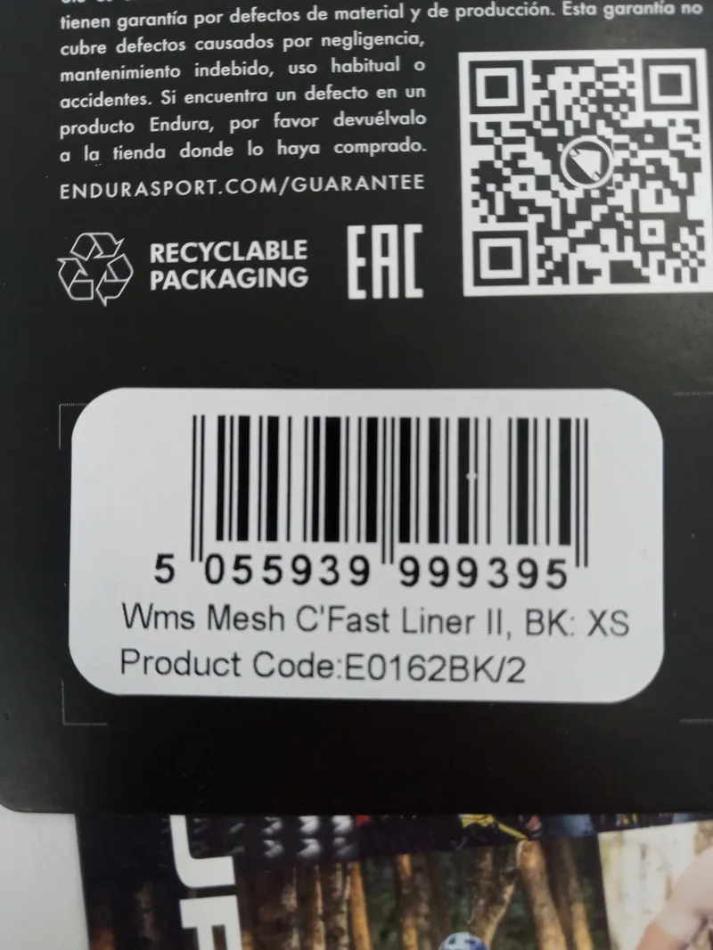 Endura Womens Padded Mesh Clickfast Liner 11 Black XS-2