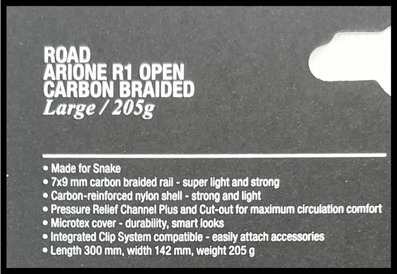 Fizik Arione R1 Open Black 142mm carbon braided 7x9mm-3