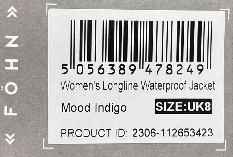 Fohn Longline Womens Waterproof Jacket Size 8 Mood Indigo-1