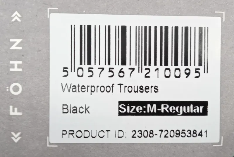 Fohn Waterproof Trousers SIze M Regular Black-2