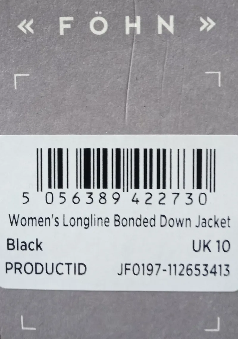 Fohn Womens Longline Bonded Down Jacket Black UK 10-2