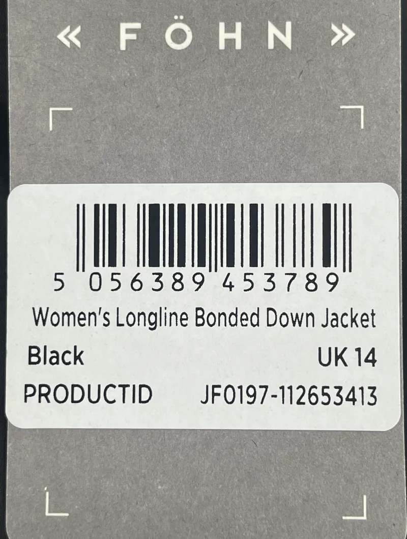 Fohn Womens Longline Bonded Down Jacket Black UK 14-2