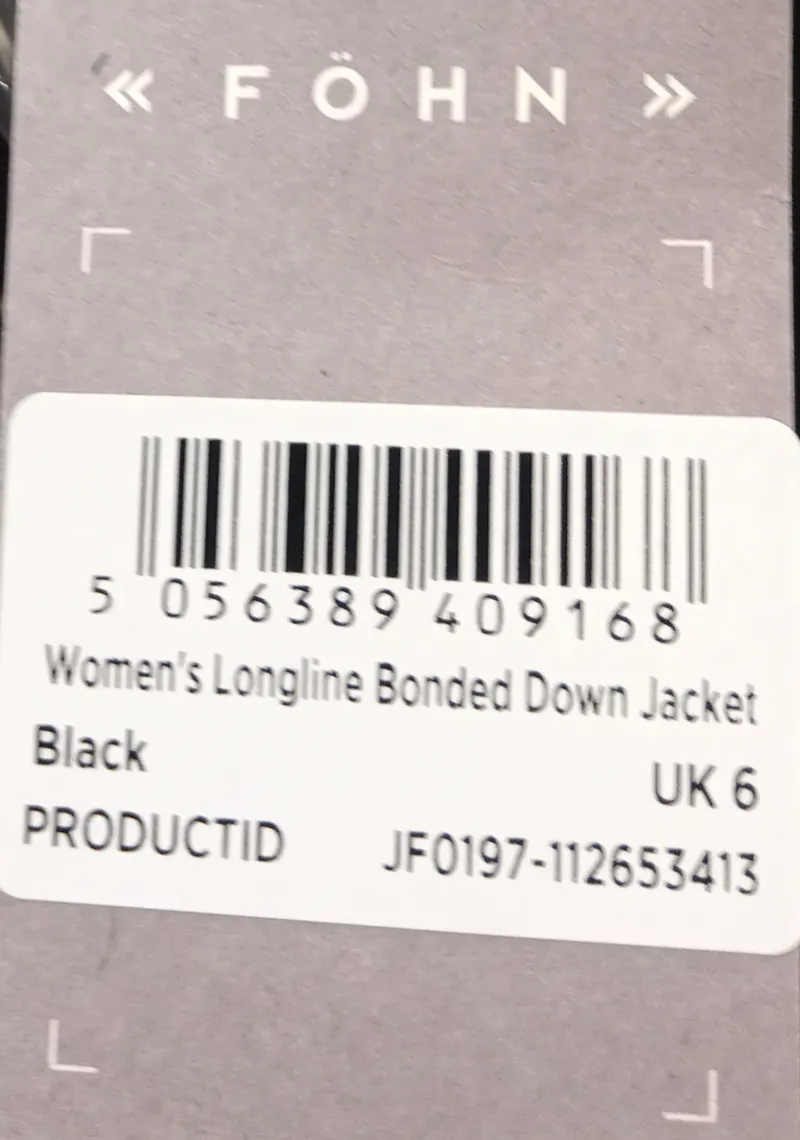 Fohn Womens Longline Bonded Down Jacket Black UK 6-2