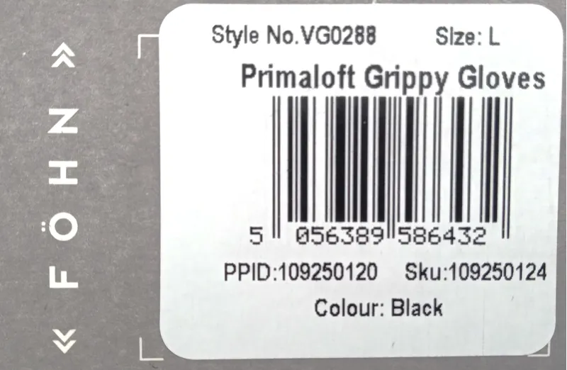 Fohn Primaloft Grippy Gloves Size Large Black-2