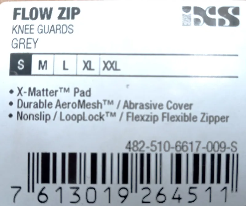 IXS Flow Zip Knee Guards Grey Unisex Small-3