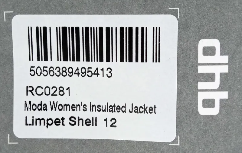 DHB Moda Womens Insulated Jacket Limpet Shell UK 12-2