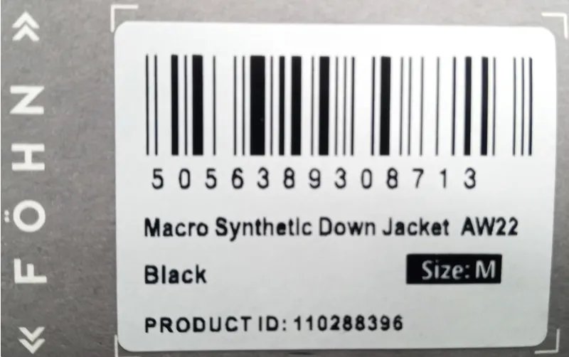 Fohn Macro Synthetic Down Jacket AW22 Size M Black-2