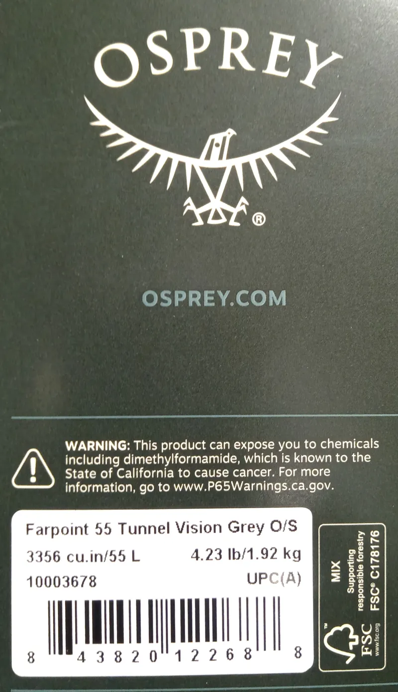 Osprey Farpoint 55L Bag Tunnel Vision Grey-5