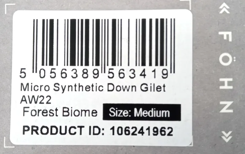 Fohn Micro Synthetic Down Gilet AW22 Size Medium Forest Biome-2