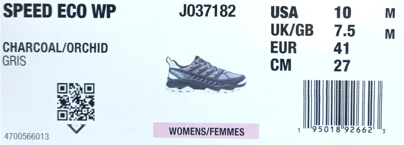 Merrell Speed Eco Waterproof Walking Shoes Womens Size 41 Charcoal Orchid-2