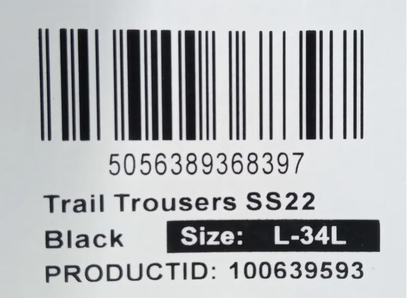 Fohn Trail Trousers SS22 Size L34L Black-2
