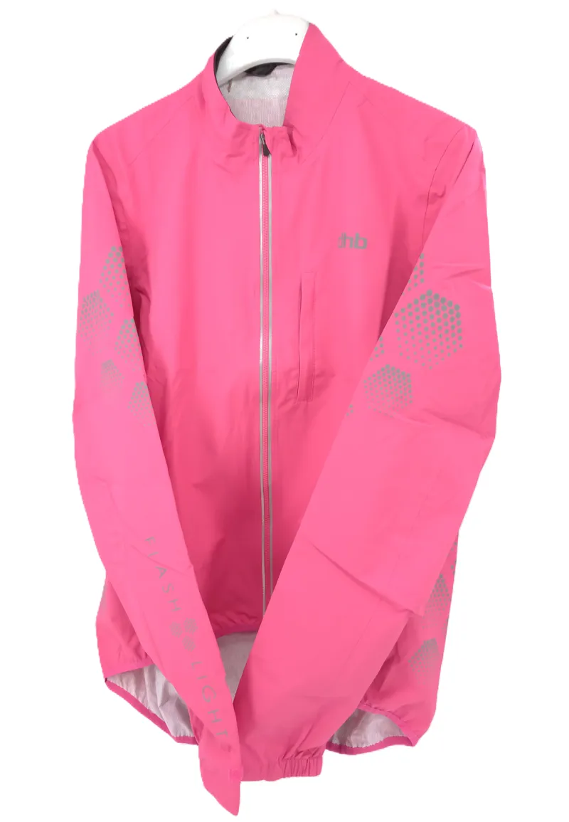 DHB Flashlight Waterproof Jacket Size 14 Womens Pink Glow