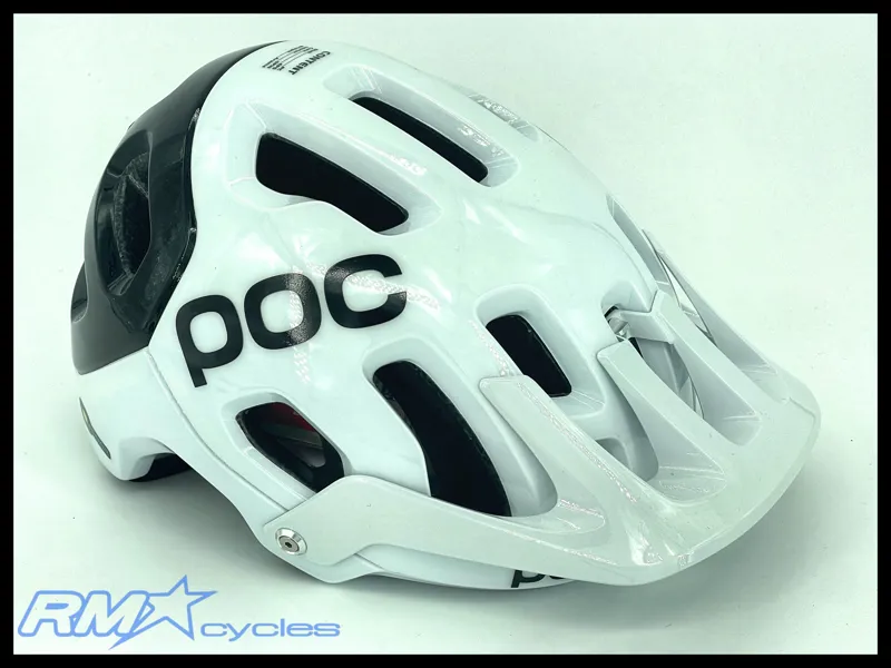 POC Tectal Race Spin Helmet Size M-L In Hydrogen White/Uranium Black