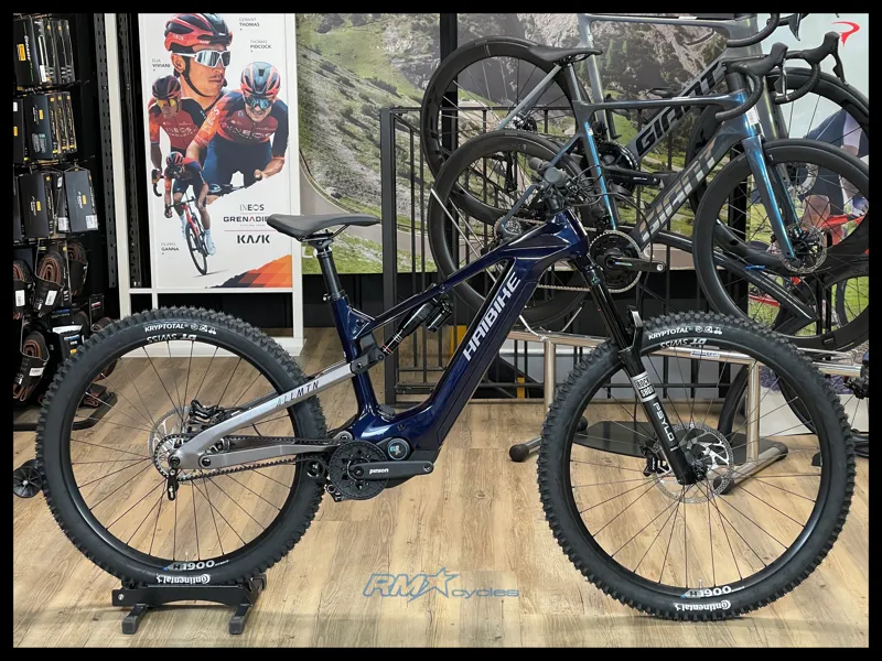 2025 Haibike ALLMTN CF 10 Mens Carbon Dual Sus eMTB in Blue