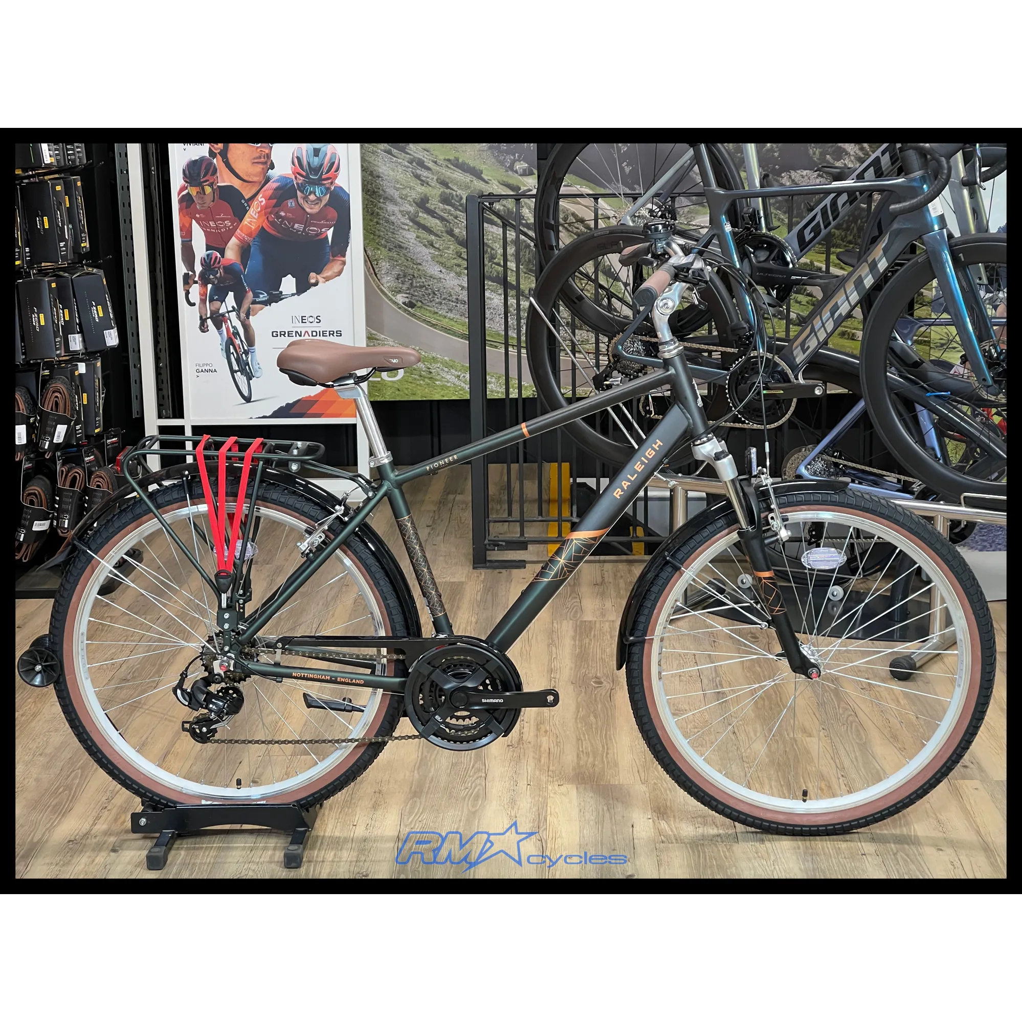Green Raleigh Bike 2025 Raleigh Pioneer Alloy Hybrid Bike in Green