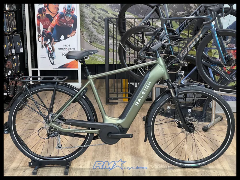 2025 Raleigh MOTUS GT Mens alloy eHybrid Bike in Green